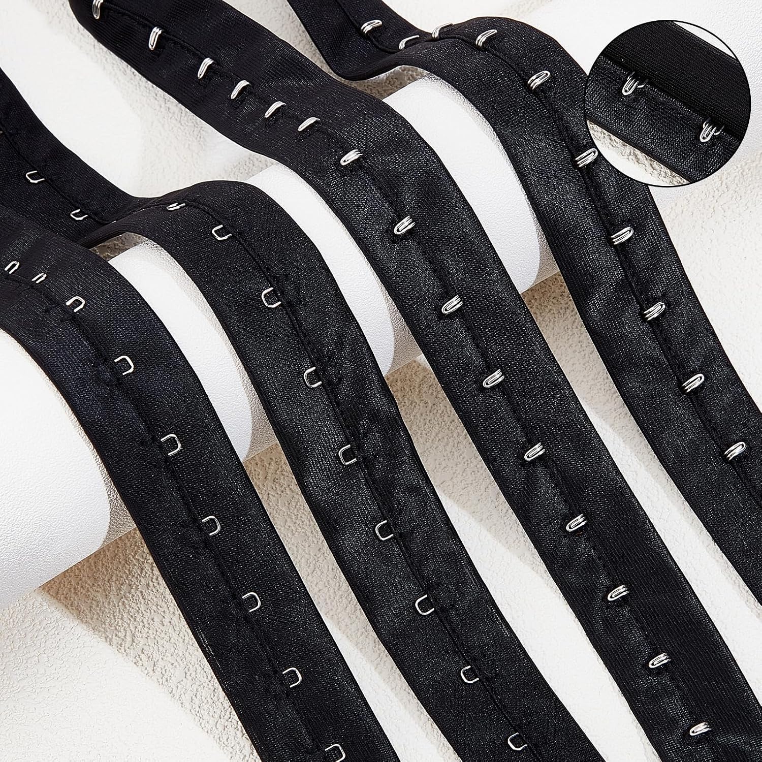 5 Yards Single Row Hook and Eye Tape Trim, Stainless Steel Hook Black Tape Ribbon, Edging Cordage Sewing Trim for Corsets Bra Making Costumes Bridal Wear