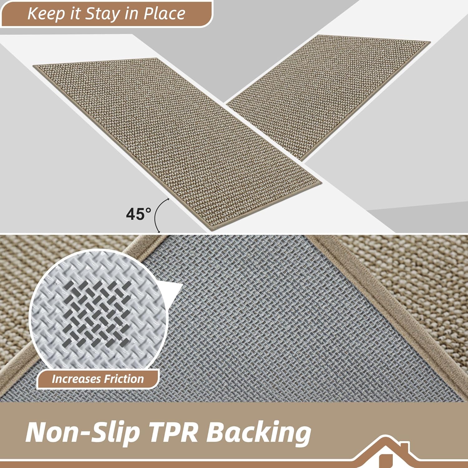 BEQHAUSE Dirt Trapper Door Mat 20 x 32, Non-Slip Washable Doormats Entrance Mat, Dirt Resistant and Absorbent Welcome Mat, Low Profile Floor Mats for Front Back Door and Entryway, Light Beige