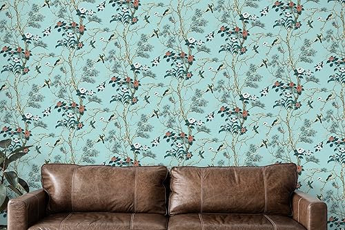 Miniatura 6 de EeeComing Papel tapiz autoadhesivo para despegar y pegar, vintage, extraíble, papel de contacto con pájaros, 16.1 x 393.7 pulgadas, autoadhesivo