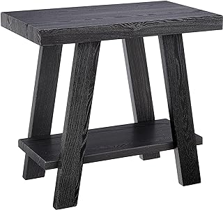 Roundhill Furniture Athens Contemporary Wood Shelf Side Table, Black