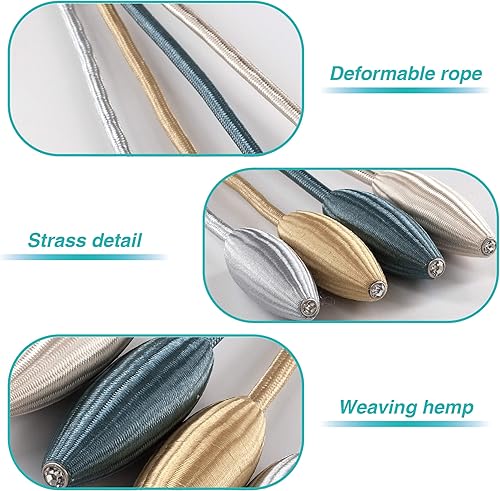 Miniatura 4 de Easy Home 2 alzapaños de cortina giratorios, sujetadores creativos para cortina de ventana, sujetadores decorativos (beige, 20 pulgadas)