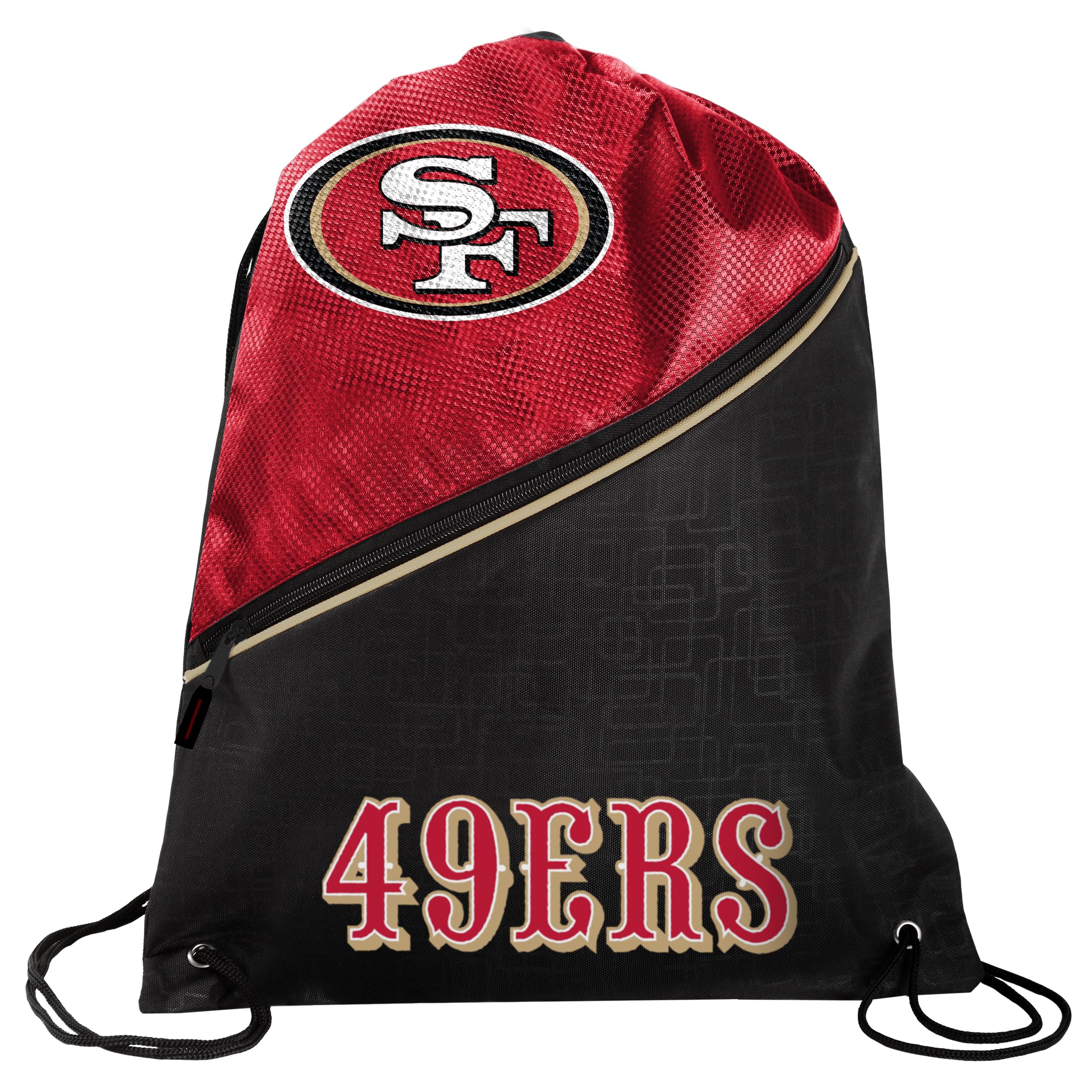 FOCO - NFL High End Diagonal Zippered Drawstring Backpack Gym Bag (San Francisco 49ers)