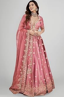 TRENDMALLS Women's Satin Embroidery Sequence Work Lehenga Choli Set with Dupatta For Women SemiStitch | Stylish Wedding Lehenga Choli for women