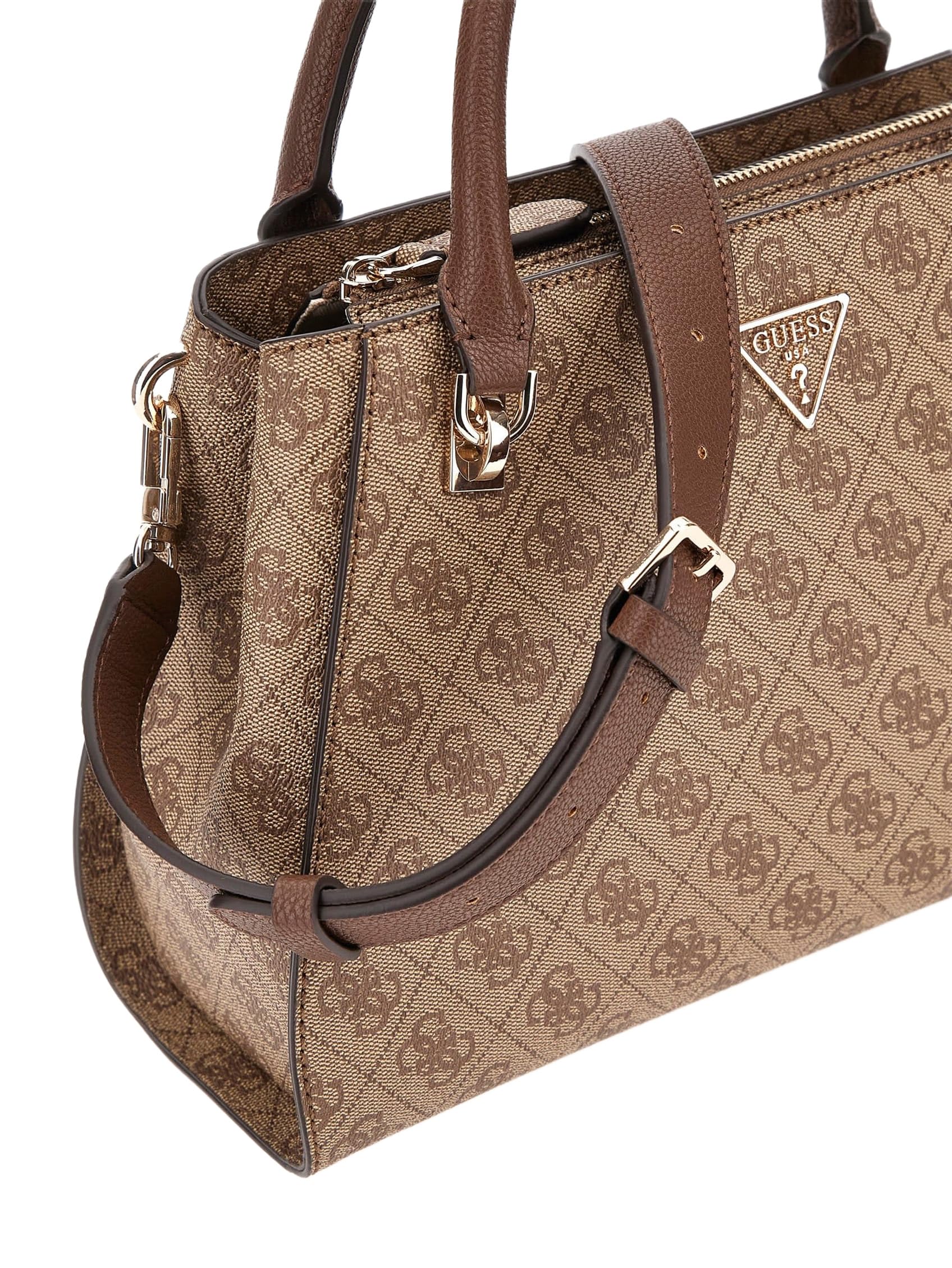 GUESS Noelle II Luxury Satchel Latte Logo/Brown