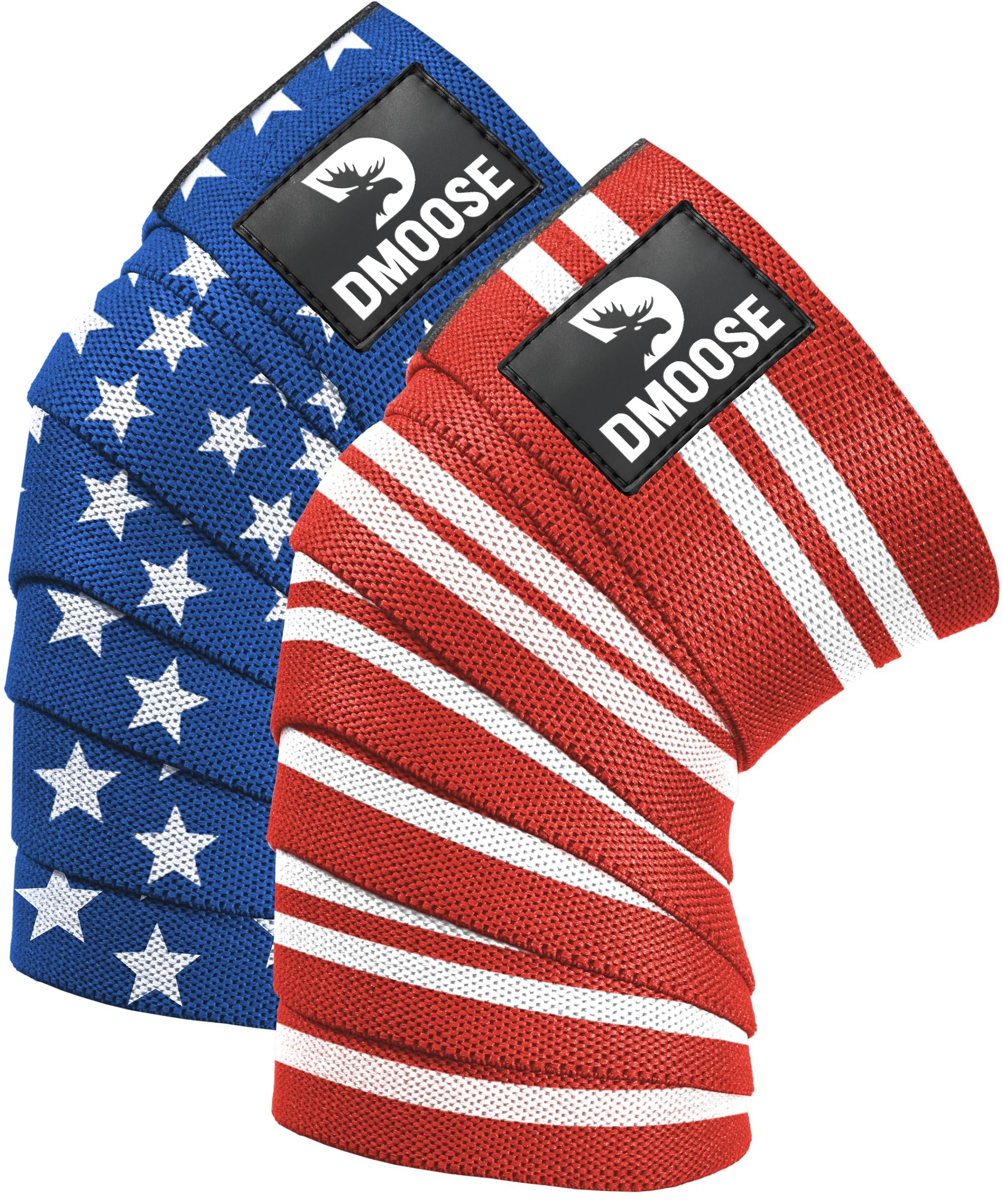 DMoose Fitness Knee Sleeves for Weightlifting with 2 Straps &amp; Gym Bag - 7mm Compression Sleeve for Joint Stability &amp; Squats