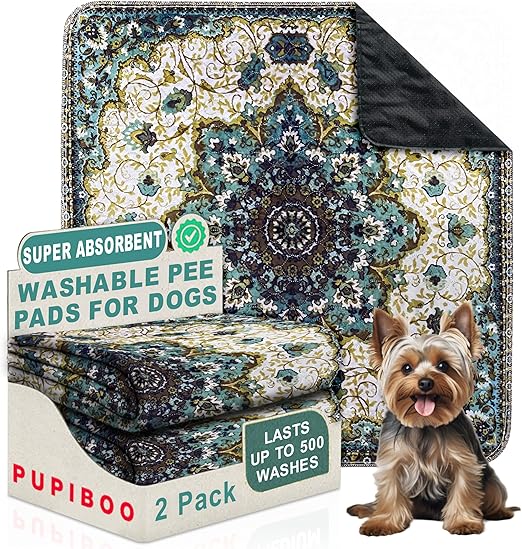 Washable Pee Pads for Dogs - Super Absorbent Reusable Puppy Training Pads - 100% Waterproof, Leak-Proof & Non-Slip Whelping Pads for Pet Housebreaking