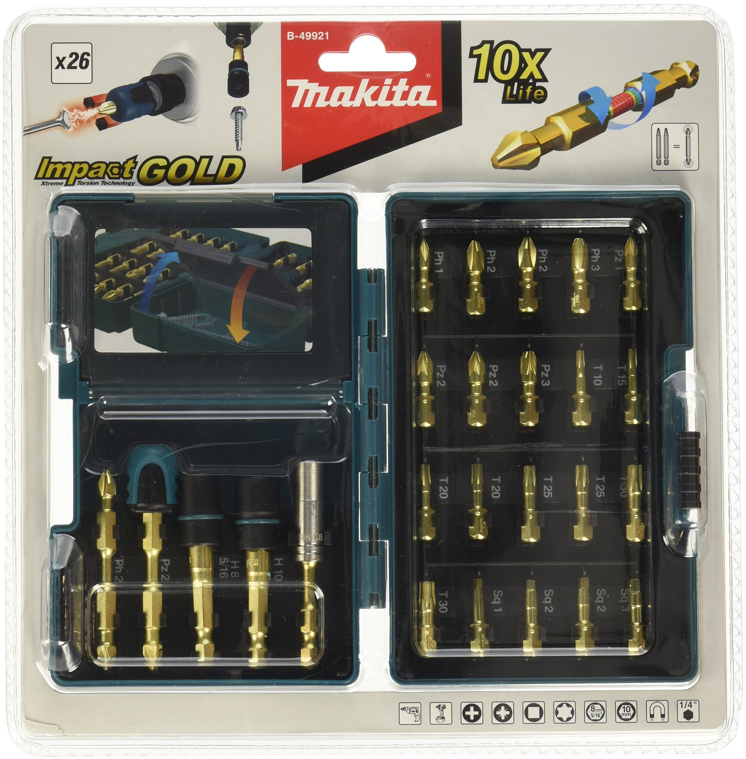 Makita Jeu de 26 embouts de vissage tournevis porte-embout B-49921