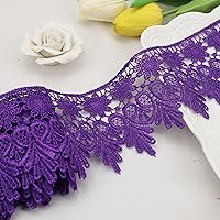 Vista 6 de Cinta de encaje beige de 5 yardas de ancho, borde bordado, para costura, manualidades, boda, apliques, decoración del hogar