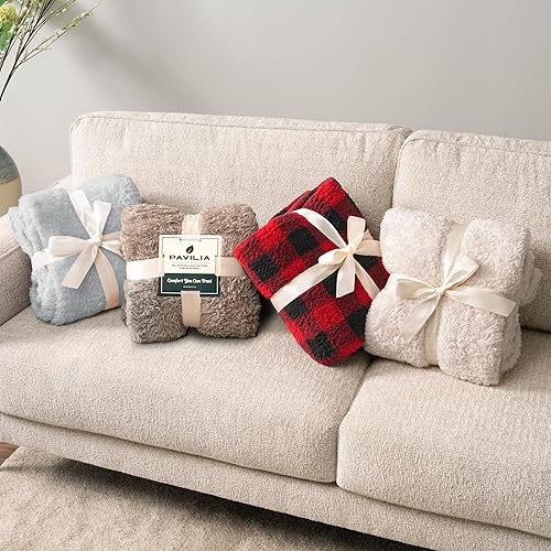 Miniatura 8 de Pavilion - Manta de cama Sherpa tamaño Queen, felpa gris claro, suave, acogedora, microfibra esponjosa, mullida para todas las estaciones, 90 x 90