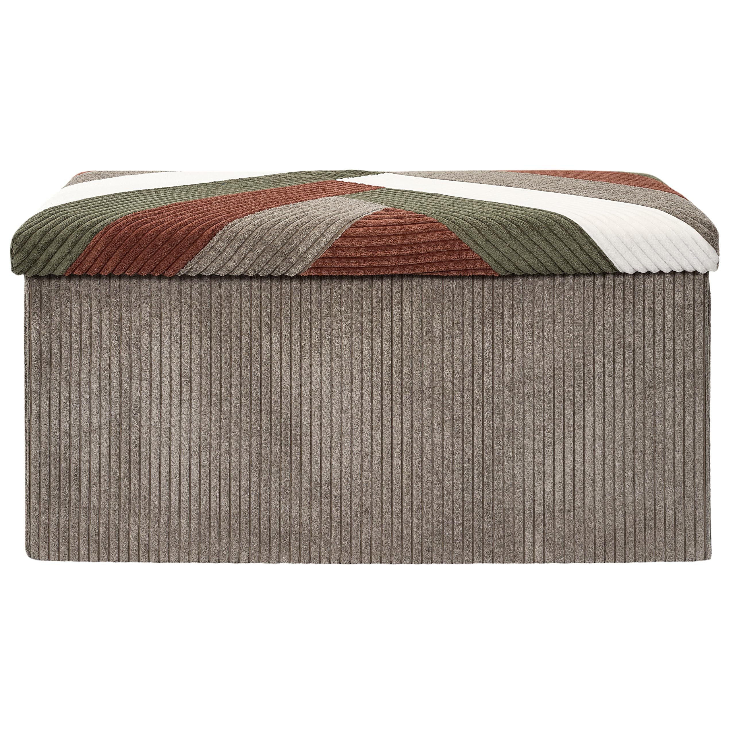 Home Deco Factory, HD0551, Panca Pieghevole Cotele Patchwork Multifunzionale, Pratico Contenitore e comodità di Seduta, Ideale per Soggiorno,Dimensioni 76x38x38 cm, Beige, Grigio, Rosso, Verde