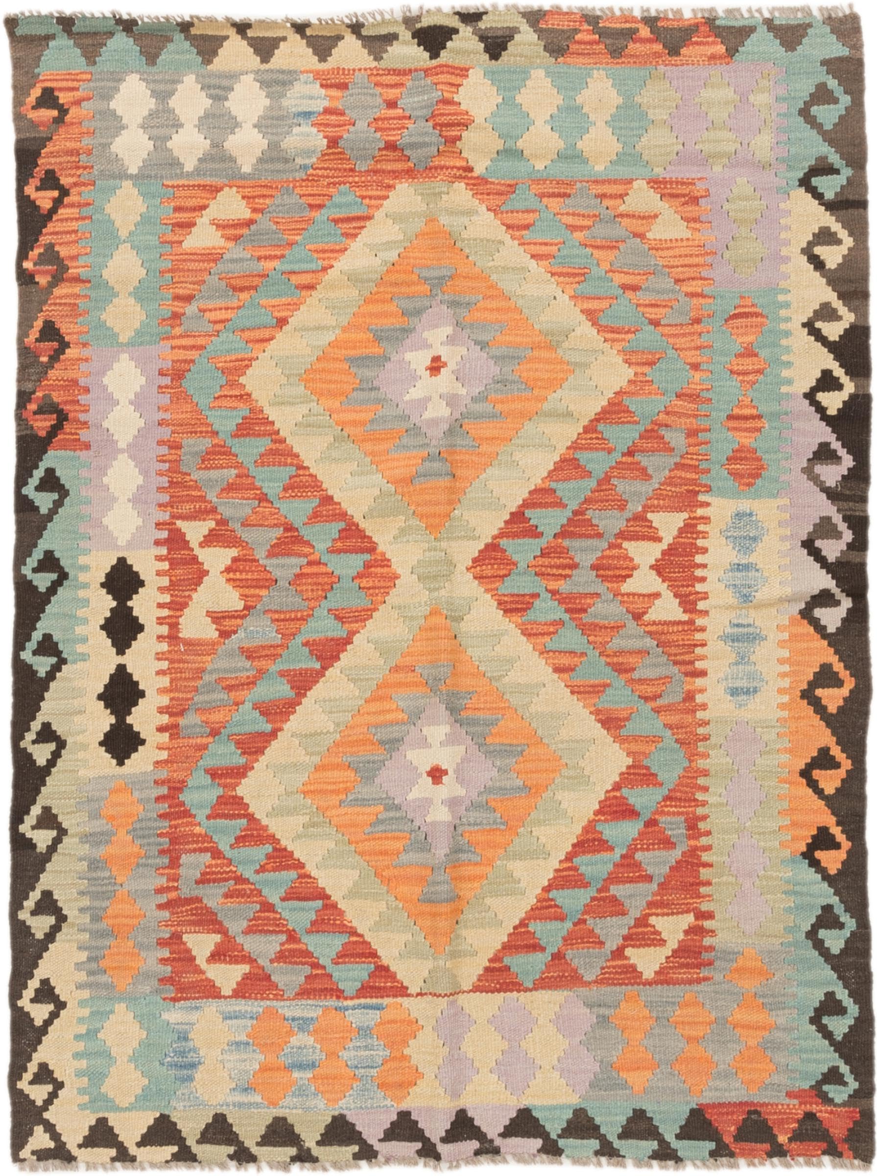 Tapis d'Orient Kilim Afghan 110x146 tissé main pour réchauffer l'ambiance de votre foyer