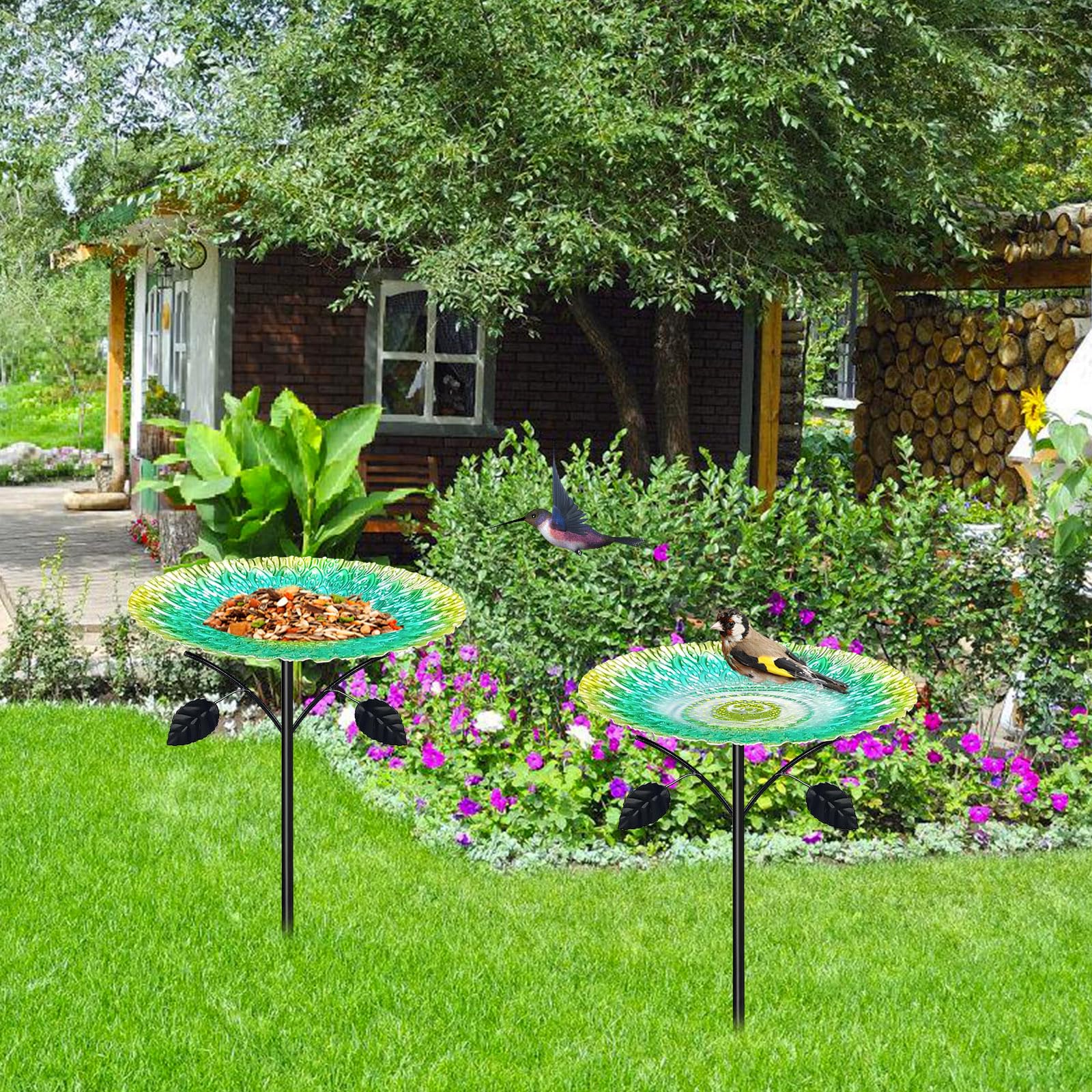 Abbeveratoio Per Uccelli In Metallo Per Esterni, Vasca Per Uccelli Autoportante Da Esterno Con Supporto, Abbeveratoio Per Da Esterno Per Uccelli, Abbeveratoio Uccelli Per Esterni, Giardino(24.5c*83cm)