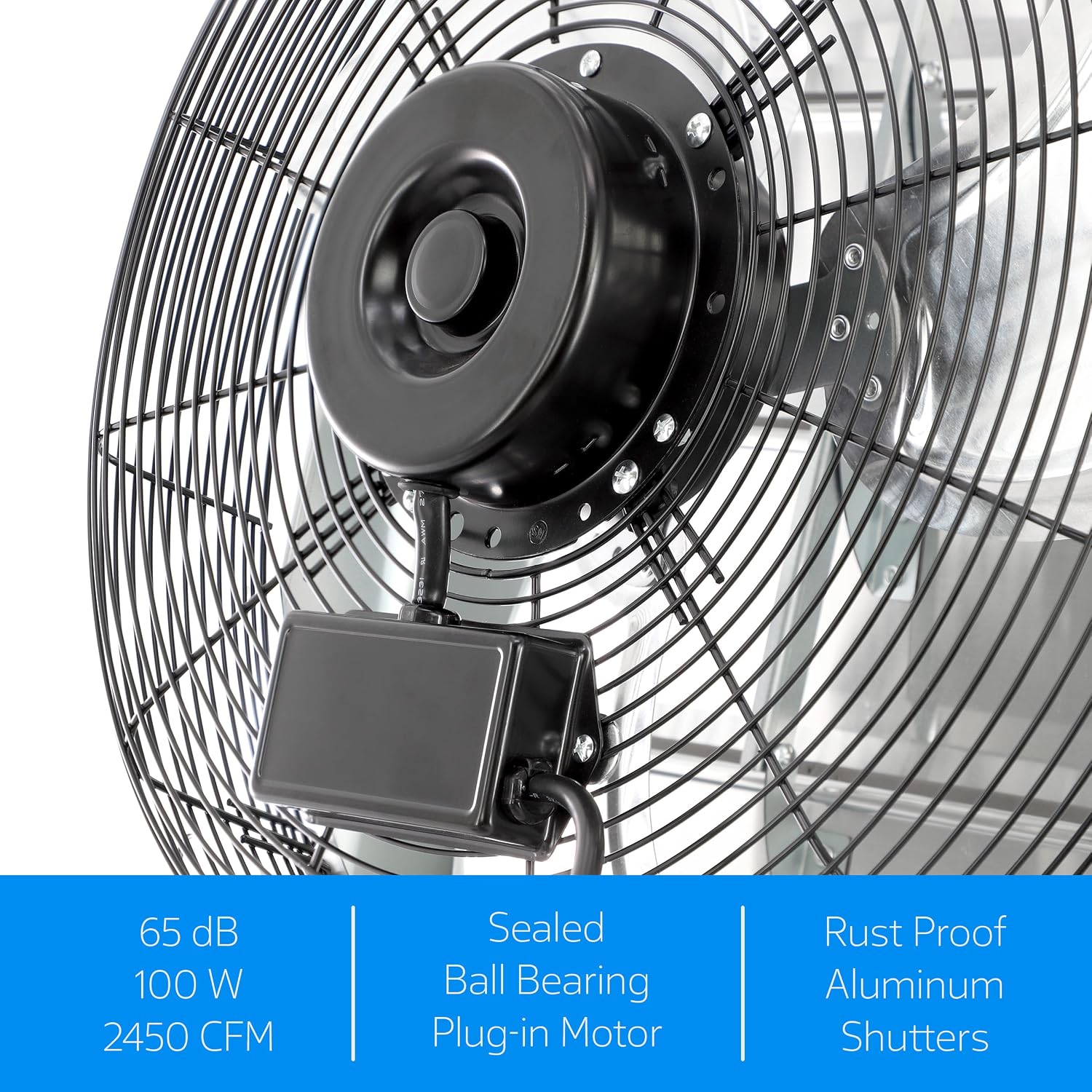 Vie Air Shutter Exhaust Fan with Power Cord – High-Performance Ventilation for Indoor/Outdoor Spaces, Energy-Efficient Cooling - Vent fan for Commercial, Greenhouse, Attic, Shed & Shop (18 Inch)