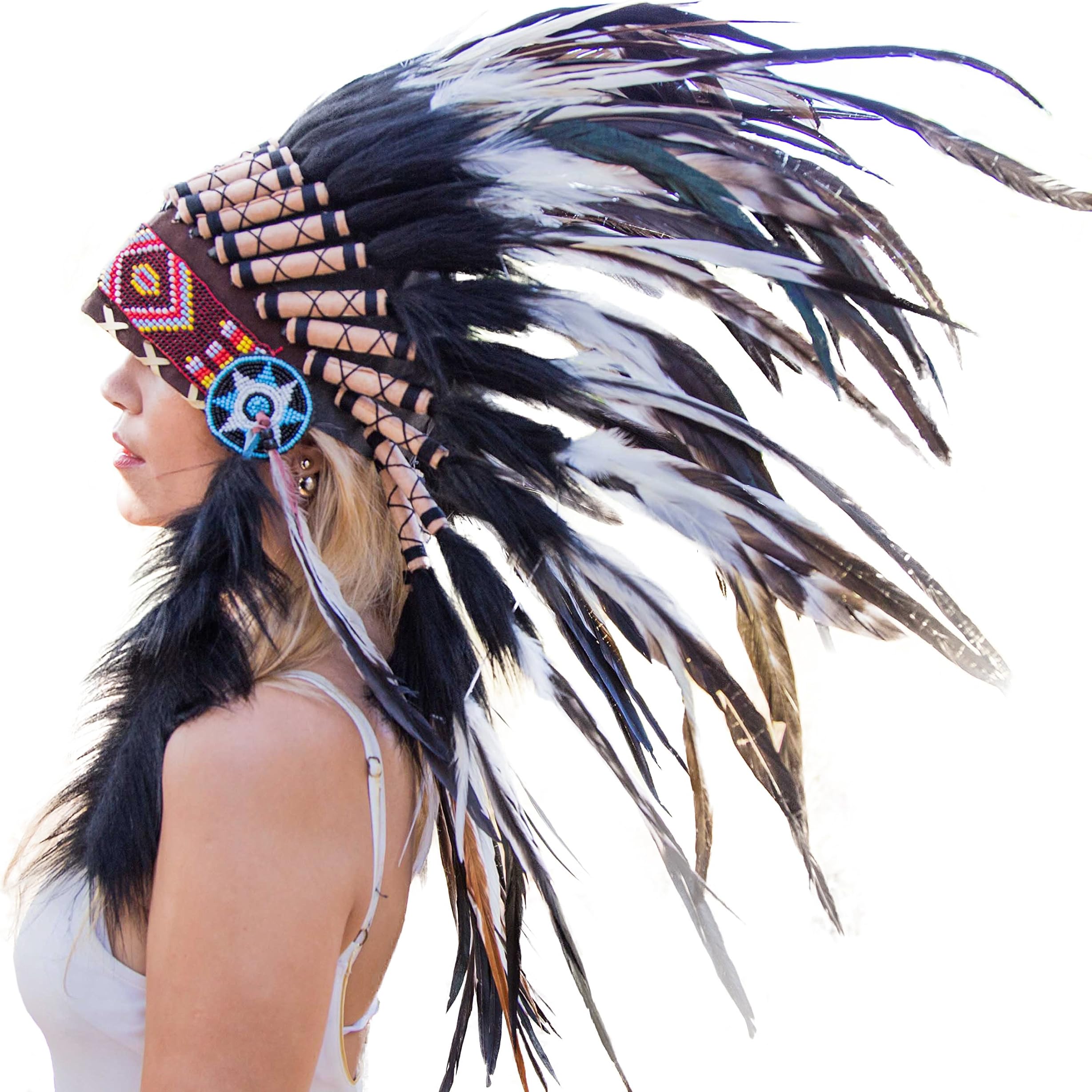 Novum Crafts Feather Headdress | Native American Indian Inspired | Choose Color