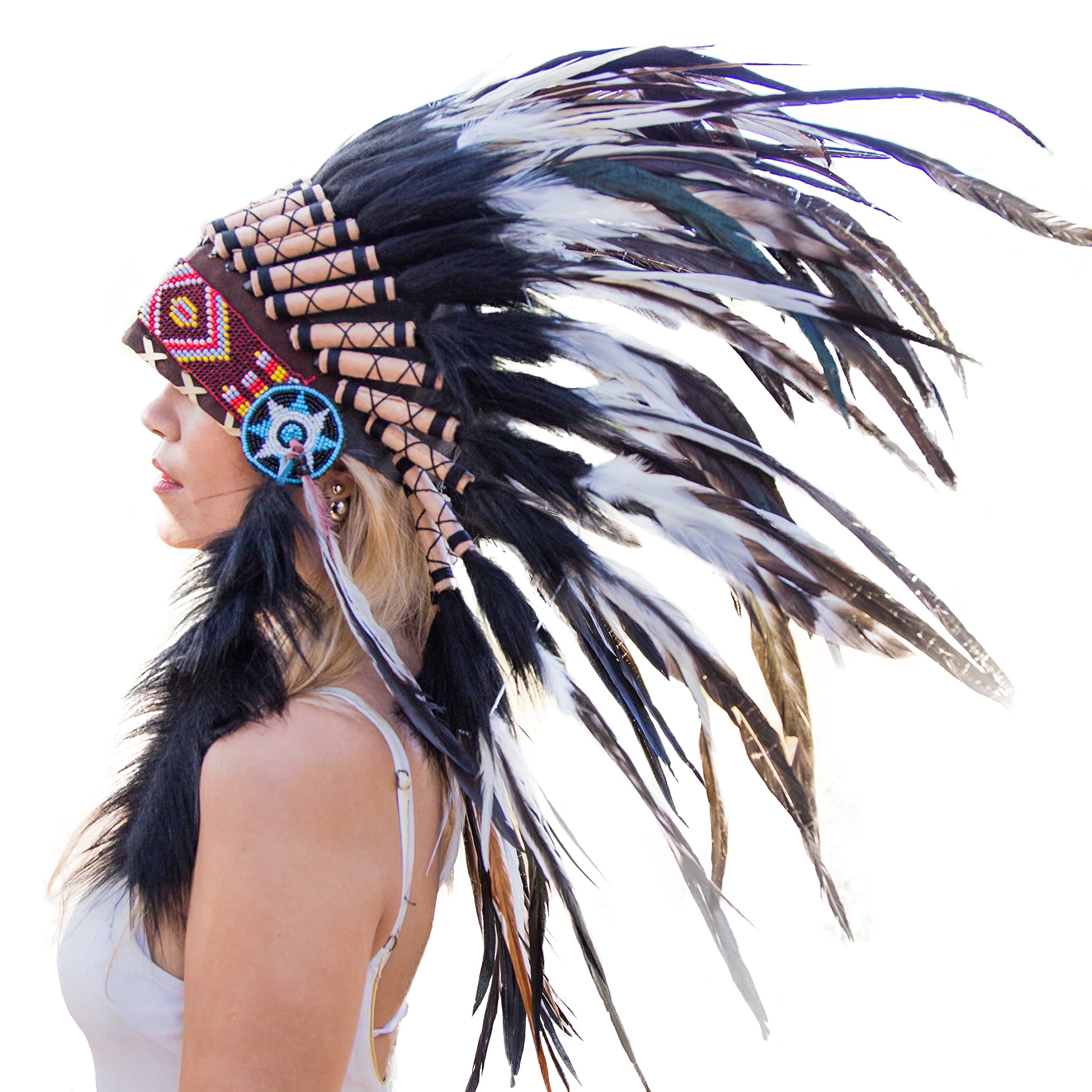 Novum Crafts Feather Headdress | Native American Indian Inspired | Choose Color