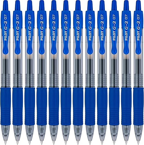Miniatura 2 de Pilot - Bolígrafos en gel G2 con punta rodante recargables y retráctiles de alta calidad punta fina tinta azul paquete de 12 unidades 31021