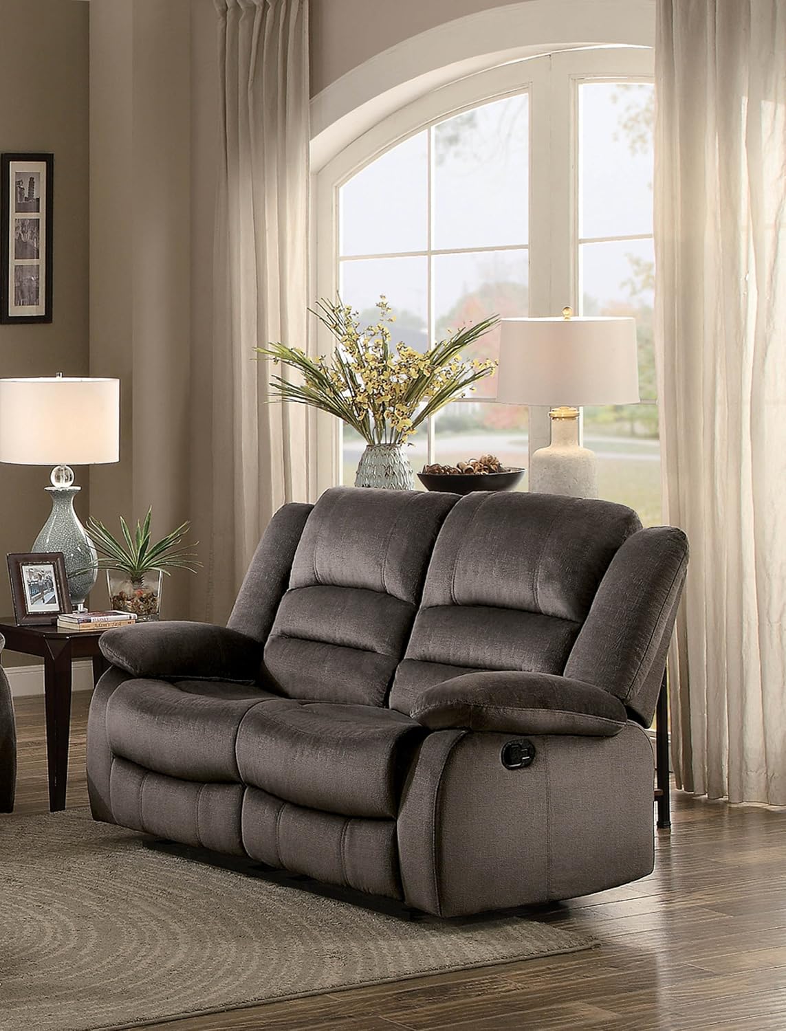 Homelegance Jarita Reclining Loveseat Polyester Fabric Cover, Chocolate