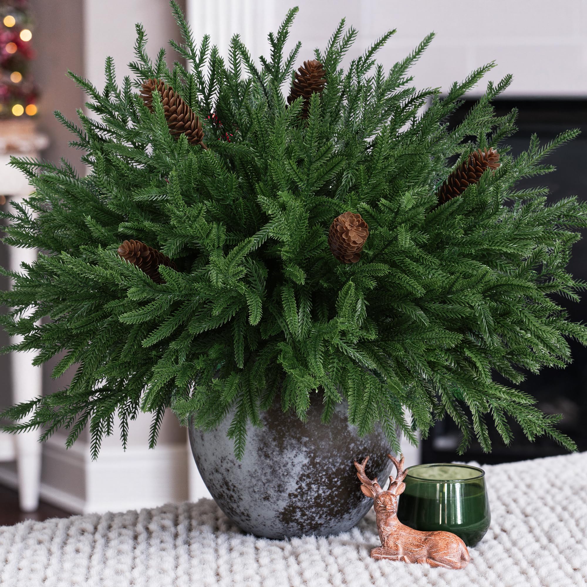 Amazon.com: HyeFlora 19 Inch Christmas Norfolk Pine Stems, 12PCS