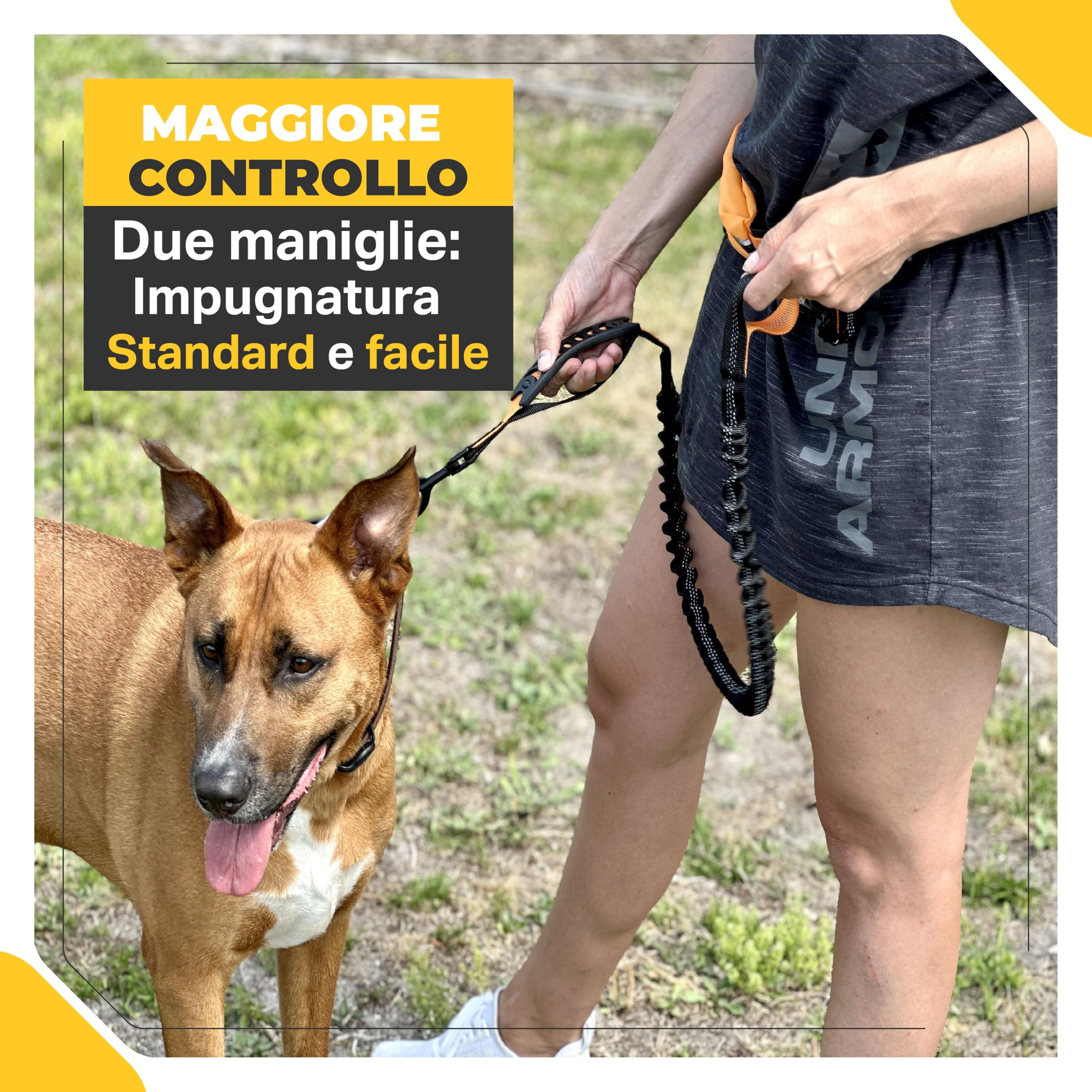 Guinzaglio A Mani Libere Per Cani - Cintura In Vita E Guinzaglio Elastico Riflettente - Foto 7