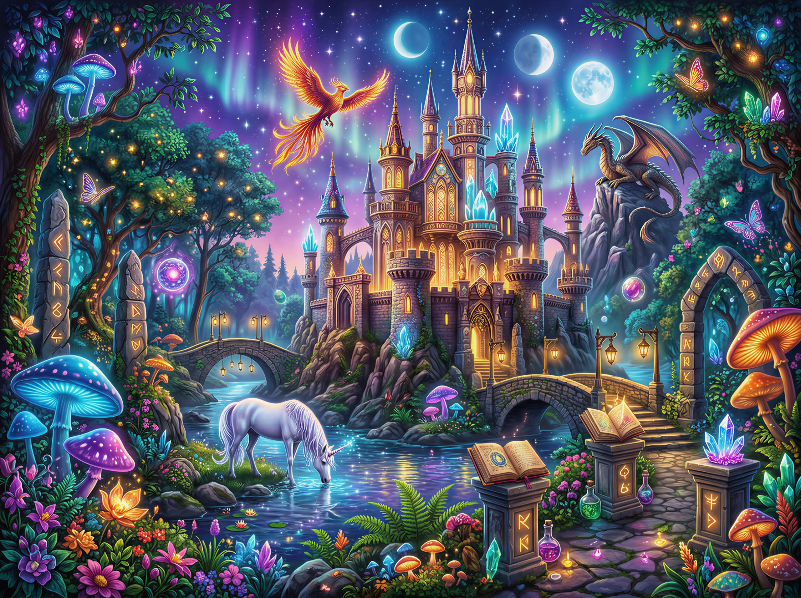 Jigsaw Puzzles 1000 Pieces for Adults, Families (Castle Night) Pieces Fit Together Perfectly
