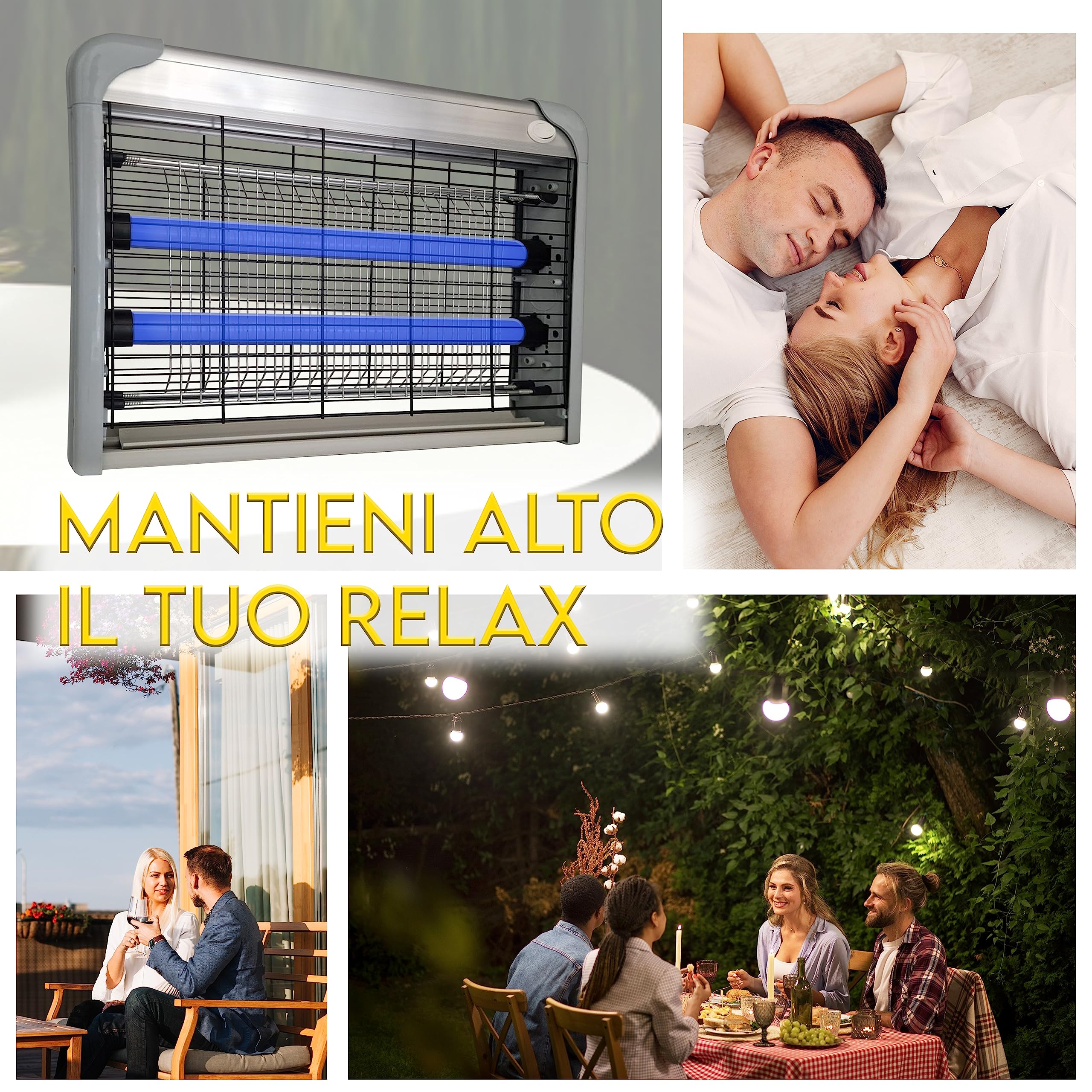 MAKA Lampada Antizanzare da Esterno Elettrica Doppia Griglia 20W e 30W Luce Raggi UV Zanzariera Trappola Cattura Zanzare Insetticida Uccidi Insetti Interno 100㎡ Cucina Giardino Ufficio (30W)