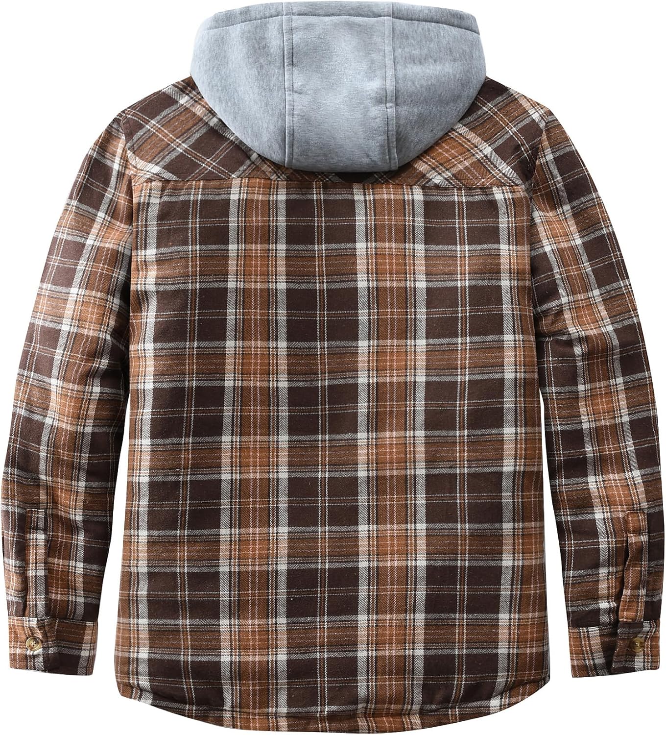Men's Quilted Lined Flannel Shirt Jacket Button Down Flannel with Hood Lightweight Quilted Jackets for Men - Image 4