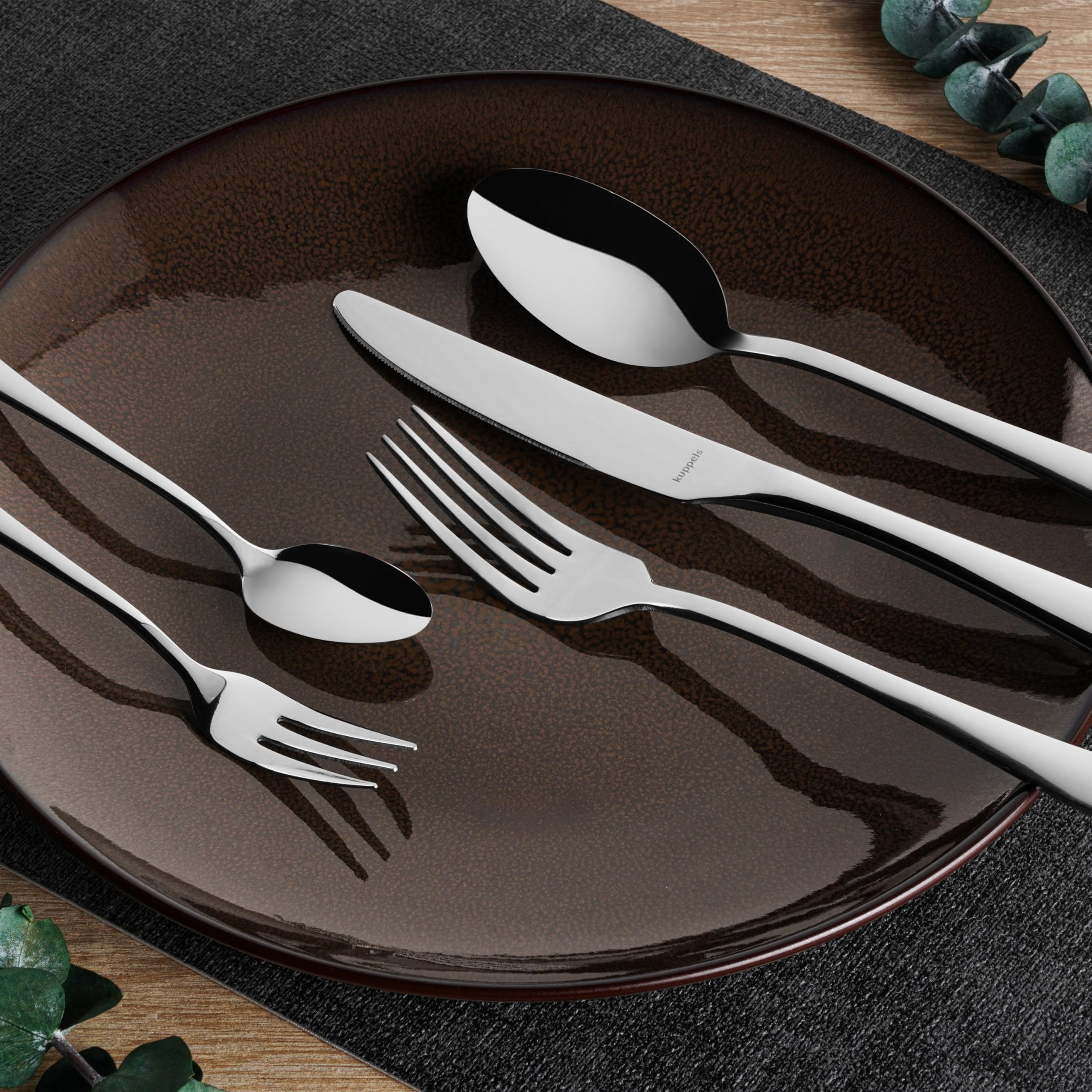 Kuppels Delia Set de couverts 30 pièces | Couverts à dîner pour 6 personnes | Couverts tendance modernes | Acier inoxydable 18/0 poli miroir | Passe au lave-vaisselle