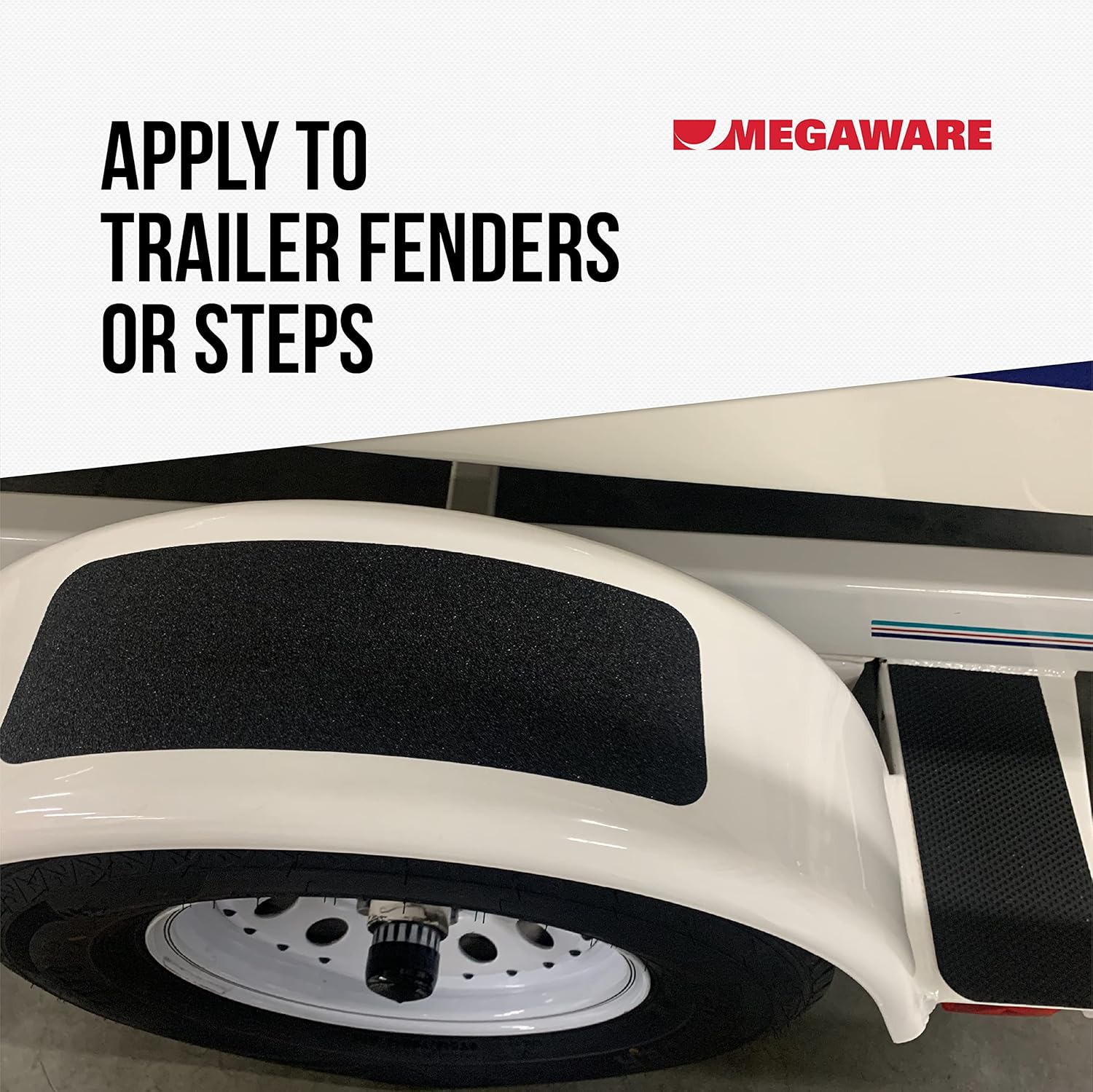 MEGAWARE KEELGUARD GripGuard - Anti-Slip Traction Grip Tape - 2 Pack, Pre-Cut Safety Tape for Trailer Fenders and Steps - Prevents Slips and Falls (15" x 5")