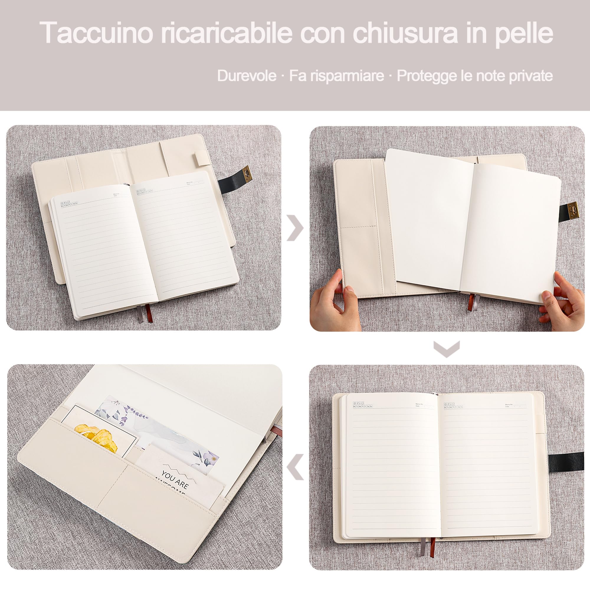 Taccuino con Lucchetto a Combinazione A5 244 Pagine a Righe Diario Segreto Copertina in Similpelle