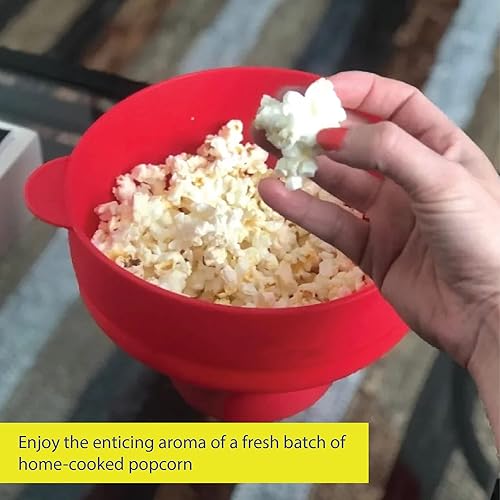 Miniatura 6 de Palomitas de maíz para microondas con tapas, de silicona, no requiere aceite o mantequilla, cuencos plegables, recipiente sin BPA, suministros para