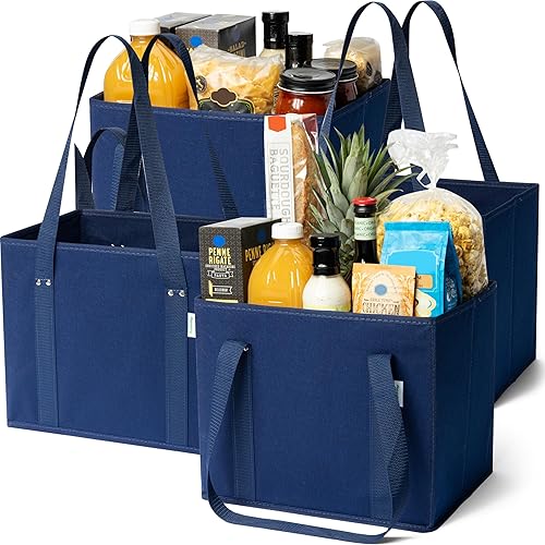 BagGroup Bolsas de comestibles reutilizables o bolsas de compras - Bolsas de compras plegables con parte inferior y asas reforzadas - Bolsas de