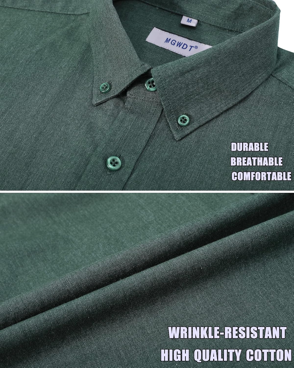 MGWDT Men's Dress Shirts Long Sleeve Oxford Button Down Shirt Classic-Fit Cotton Blouse Wrinkle Resistant - Image 3