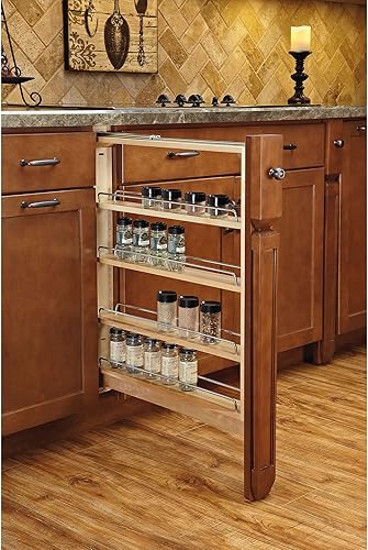 Miniatura 2 de Rev-A-Shelf Base Filler - Estante organizador extraíble para armarios de cocina y baño con apertura de 3 pulgadas, rodamientos de bolas, toboganes