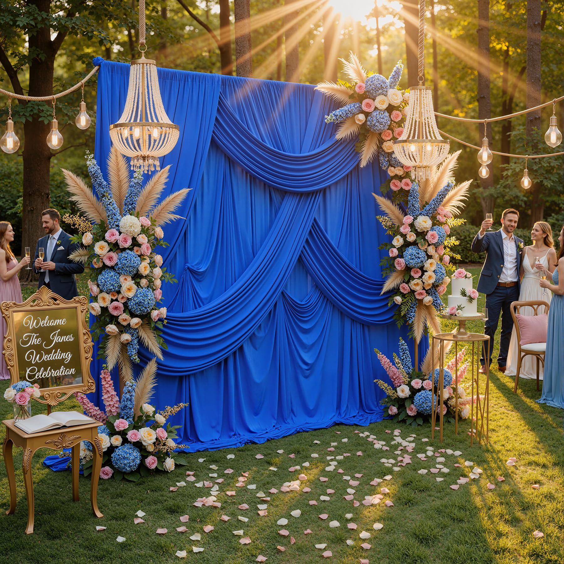 Wrinkle Free 10x8 ft Royal Blue Backdrop Curtains for Parties, Polyester Backdrop Drapes Soft Back Drop for Birthday Wedding Photography Background Decorations