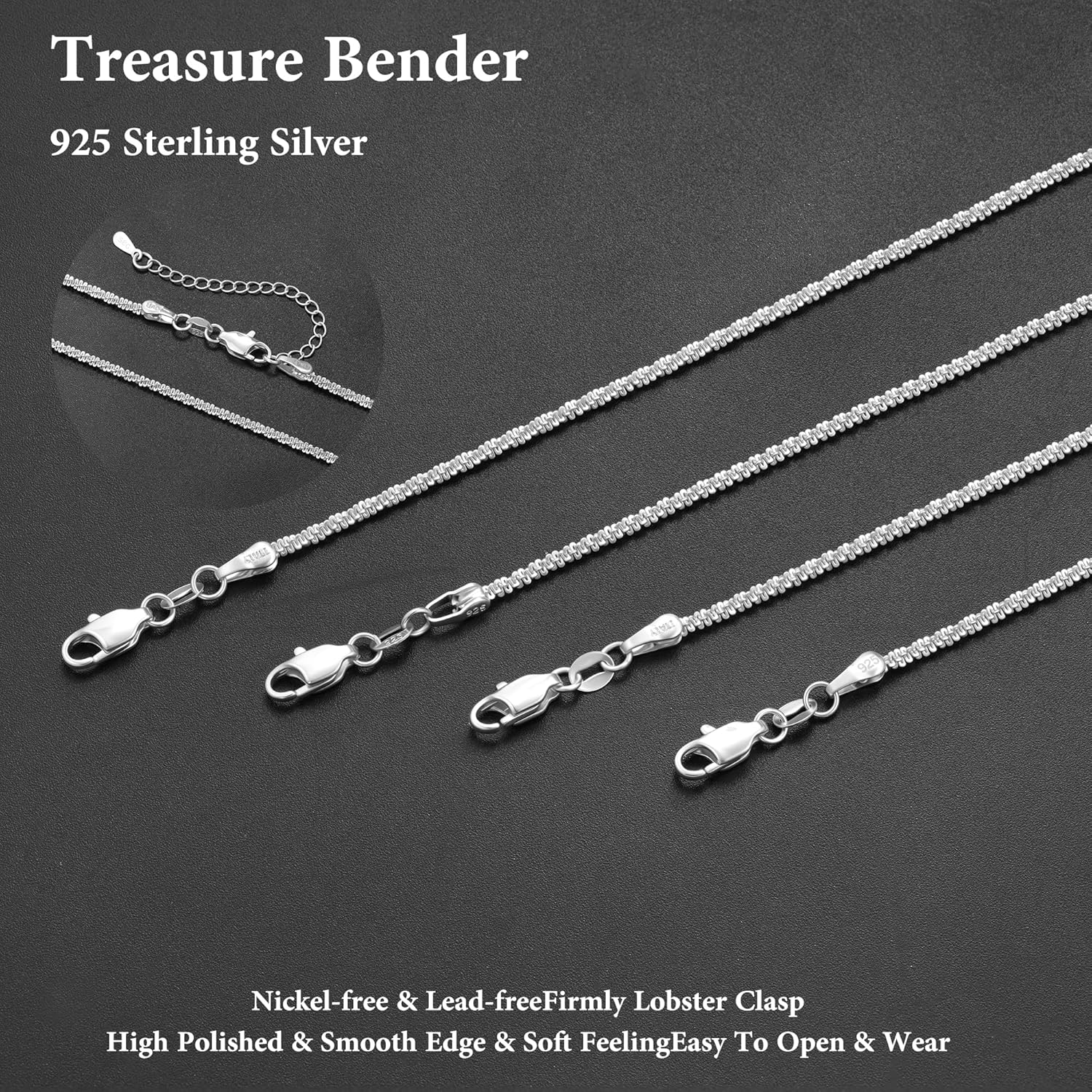 S925 Sterling Silver Sparkly Chain Necklace for Women - 0.8mm Sterling Silver Sparkly Chain Necklace Thick Sturdy Colourfast Chains Necklaces Jewelry for Women 16/18/20/22 Inch - Image 4