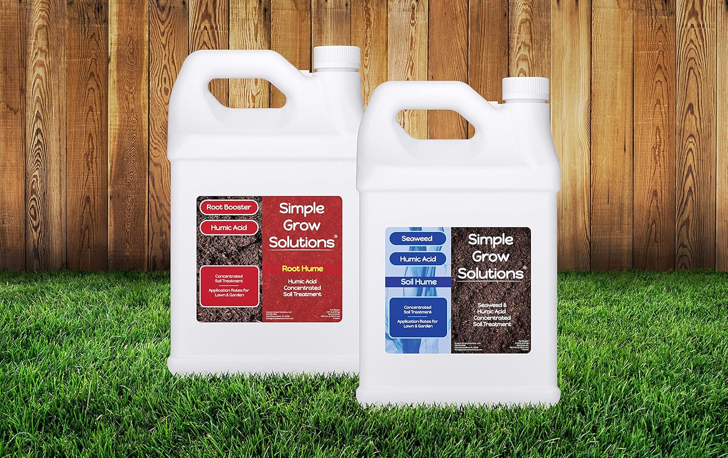 Root Hume Humic Acid 1 Gallon + Soil Hume Humic Acid Seaweed Blend 1 Gallon Bundle - Simple Lawn Solutions