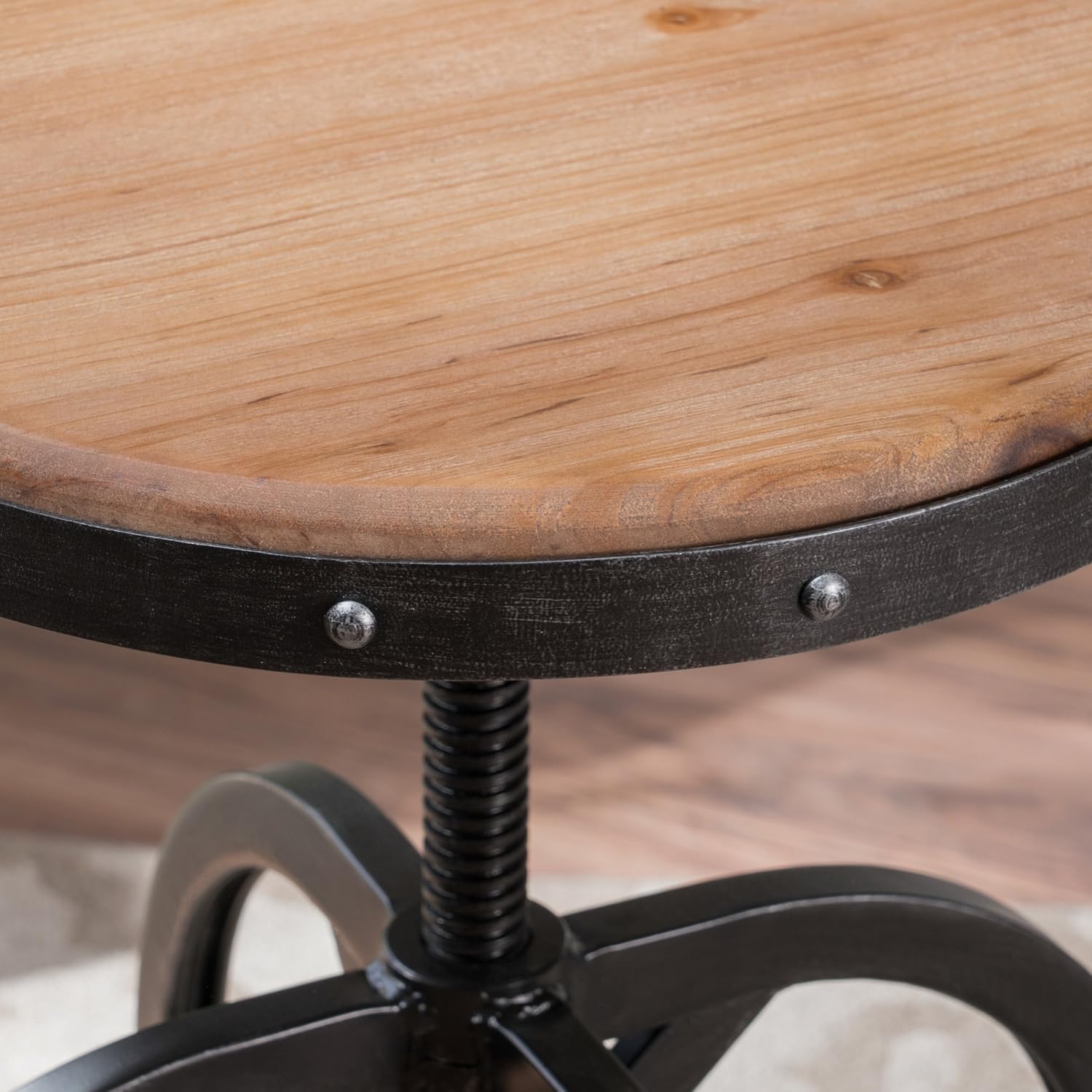 Christopher Knight Home CKH Wood Finish Adjustable Barstool, 26", Natural Fir