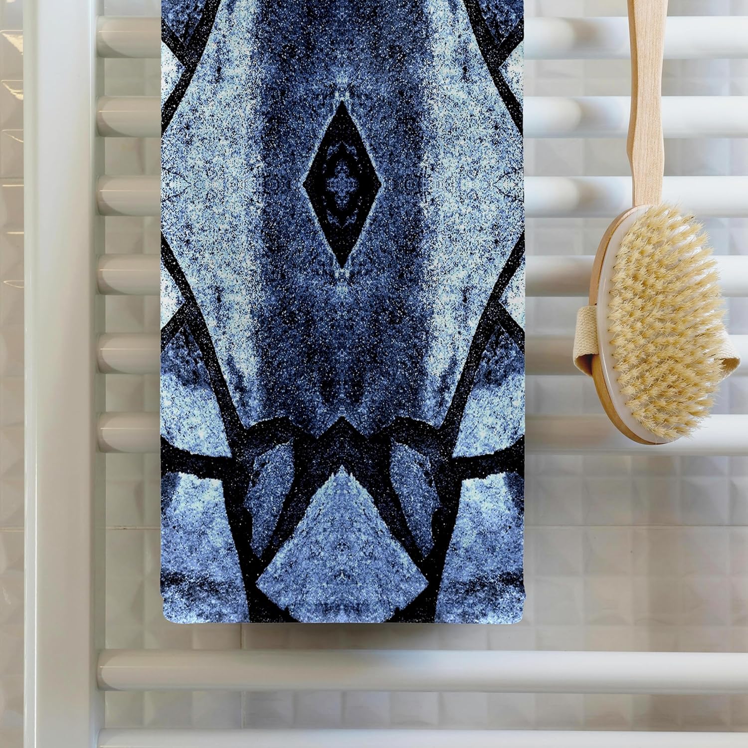3dRose Blue Stone Mosaic Pattern 22x30 Bath Hand Pool Towel