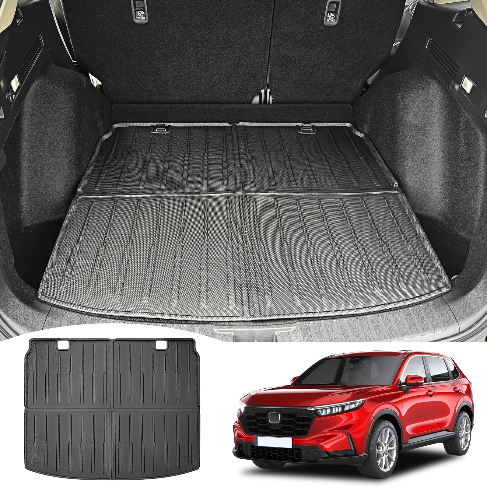 Rear Cargo Mat for 2023 2024 2025 Honda CRV Hybrid Cargo Liner All Weather TPE Anti-Slip Trunk Mat for 2023-2025 Honda CR-V Accessories (Fit 23-25 Hybrid Upper Deck)