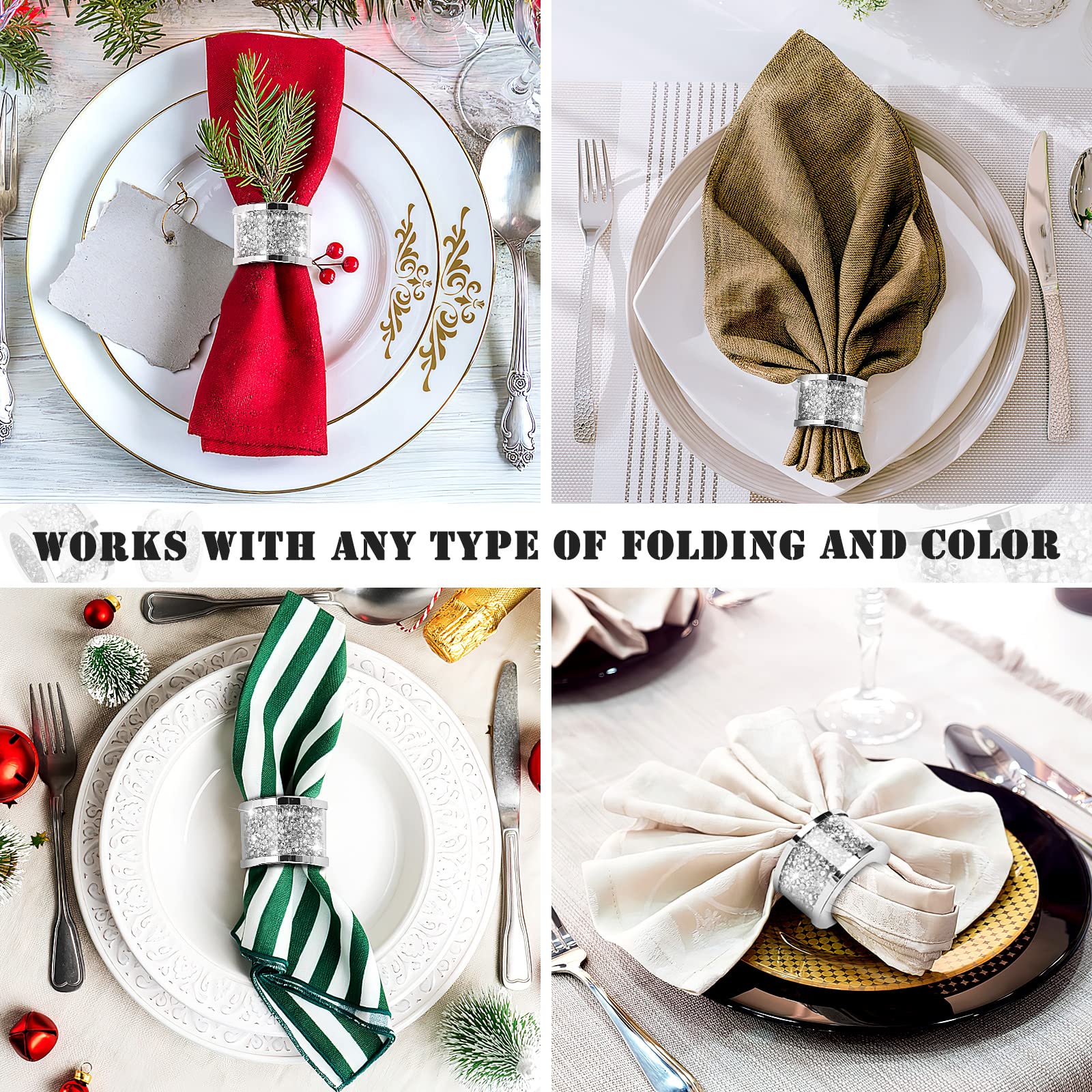 Napkin Rings Set Of Kkuyt Crystal Silver Napkin Rings