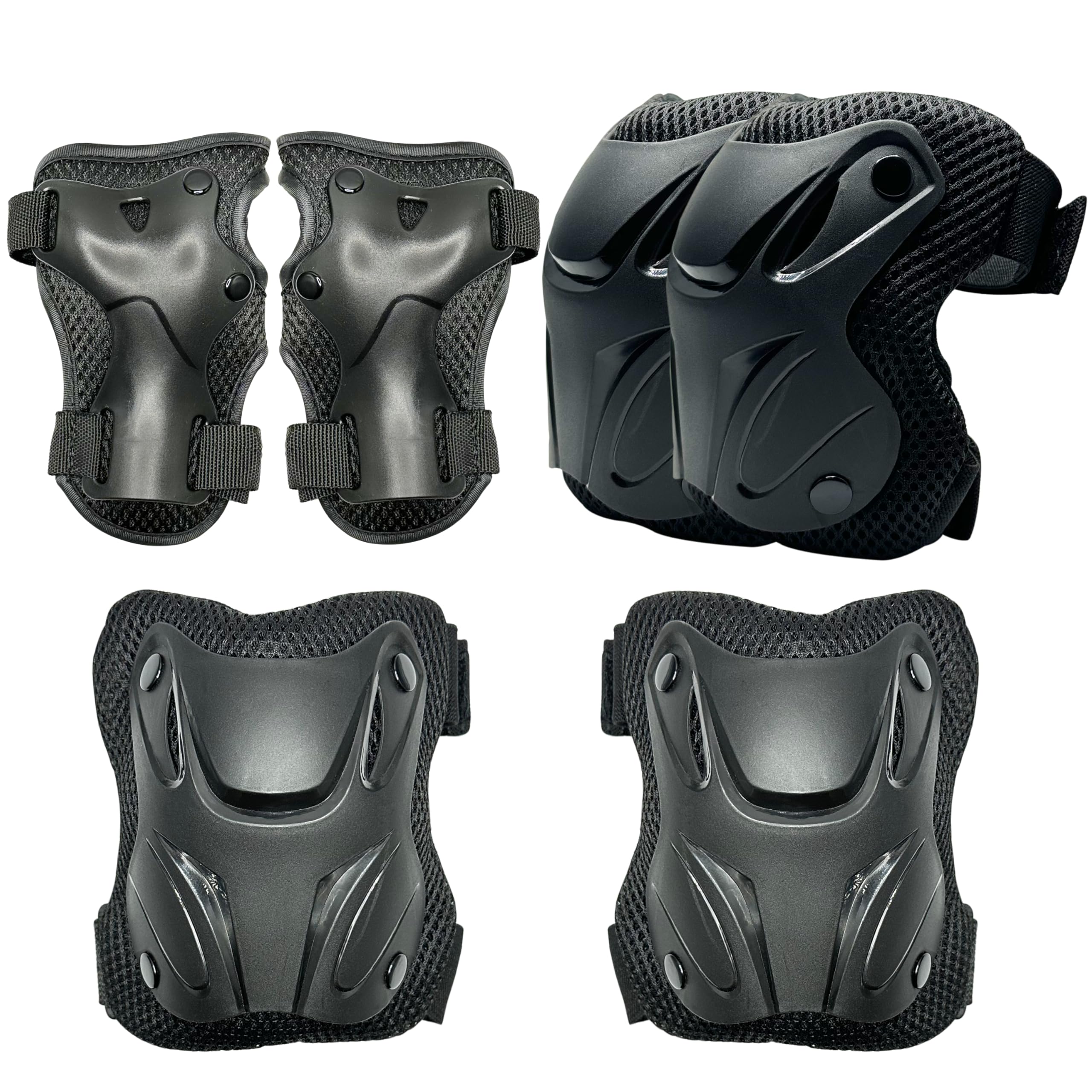 ENHEREWE Kids and Youth Protective Gear Set,Include Knee Pads,Wrist Guards and Elbow Pads,Protective Gear Set for Skating Cycling Bike Rollerblading and Kids Scooter,Black and Size S