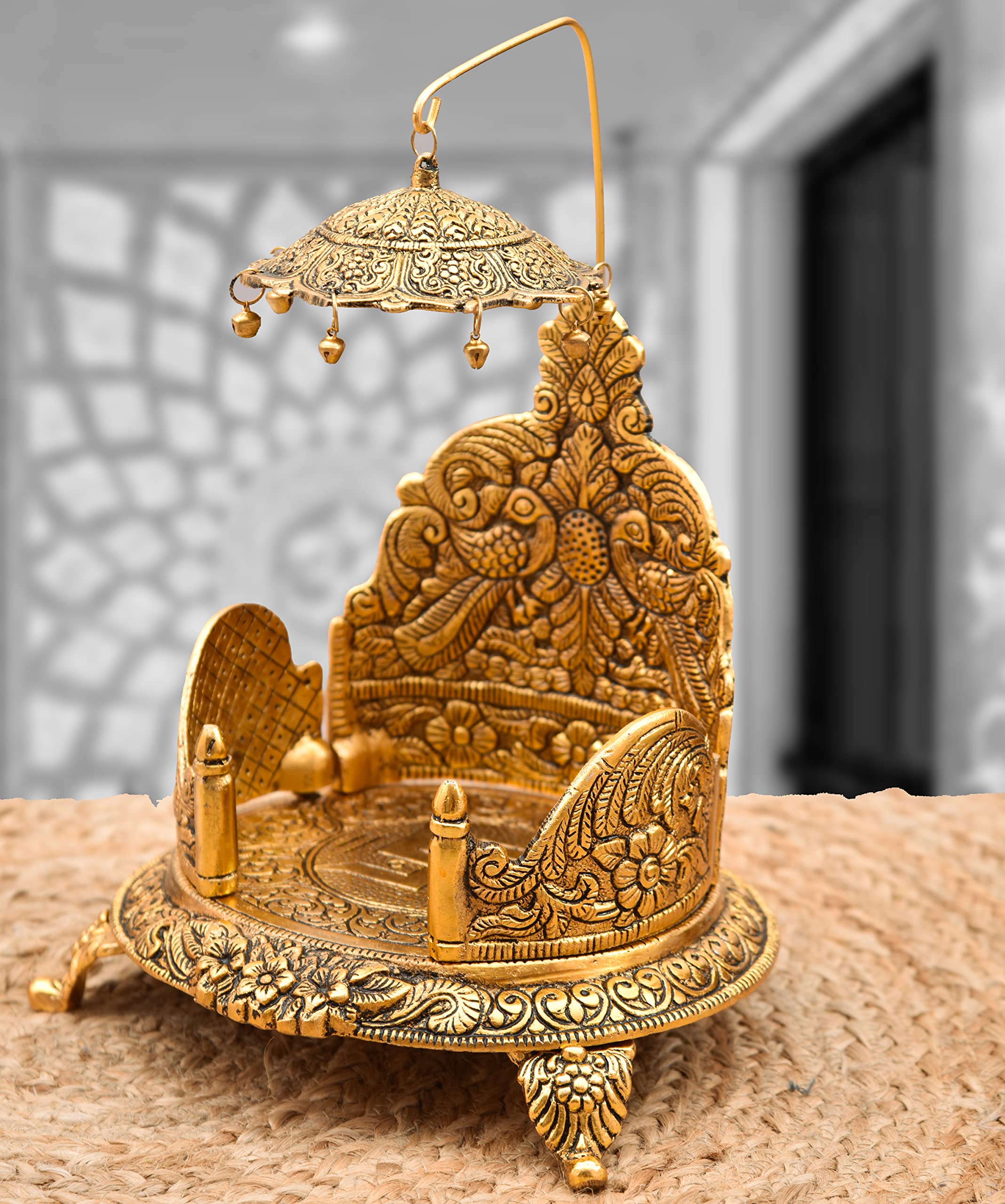 Gold Pooja Jhula Swing - Ladoo Gopal Singhasan -2