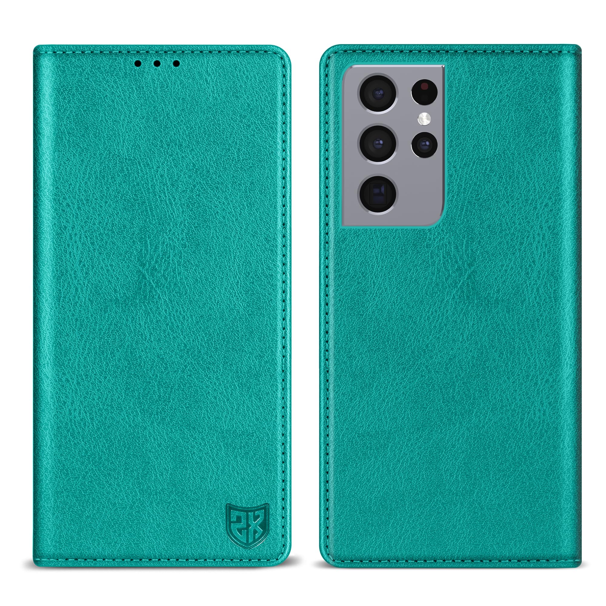 ZZXX for Galaxy S21 Ultra Wallet Case Strong Magnetic 6.8 inch,Lake Blue