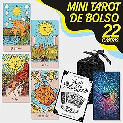 Mini Tarot Rider Waite para iniciantes Português 22 cartas + SAQUINHO + CRISTAL