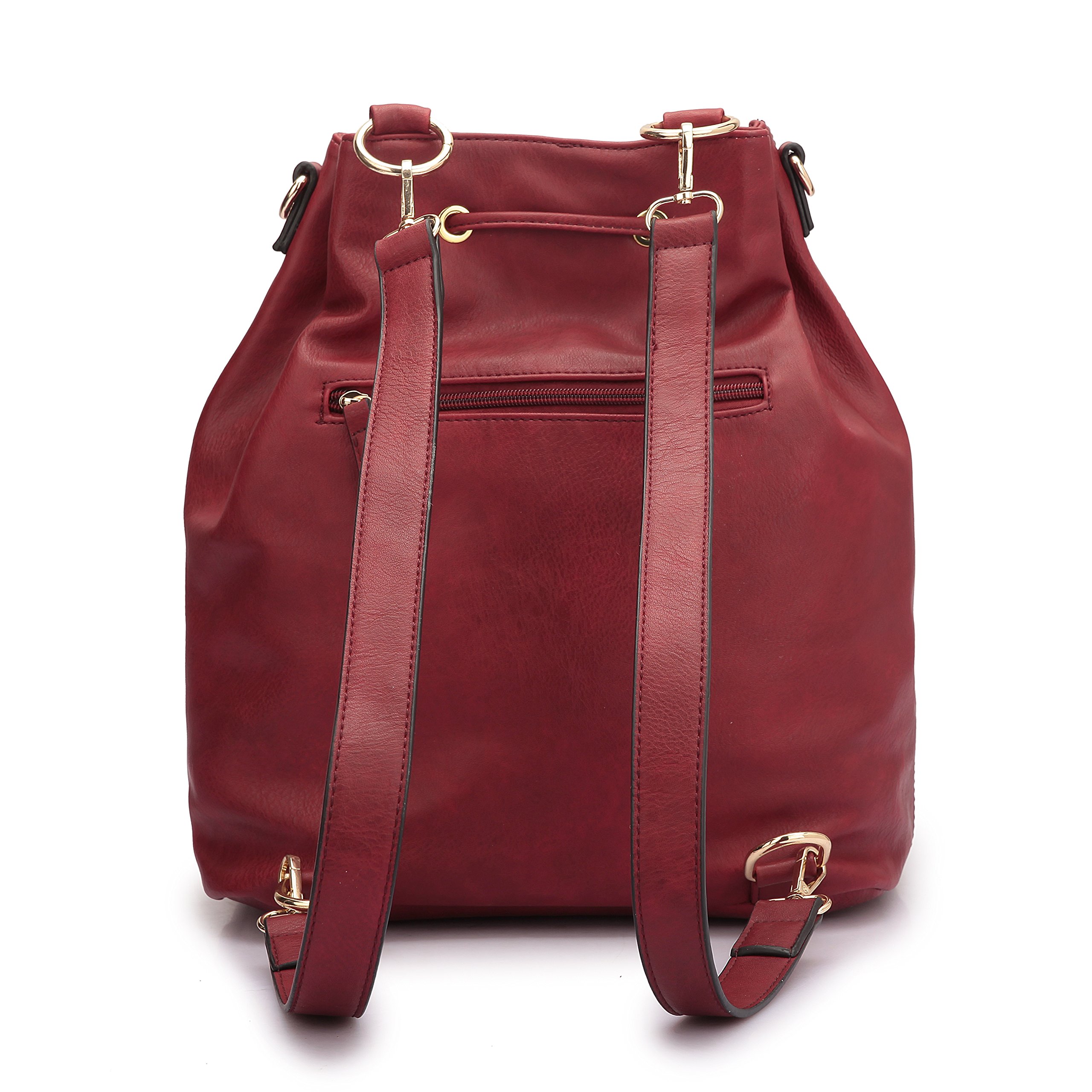 dasein fashion leather convertible drawstring bucket bag and backpack Abby Full-Grain – Handcrafted in Ethiopia crossbody Strap Length When Fully Extended Convertible Drawstring Bucket Bag Mini