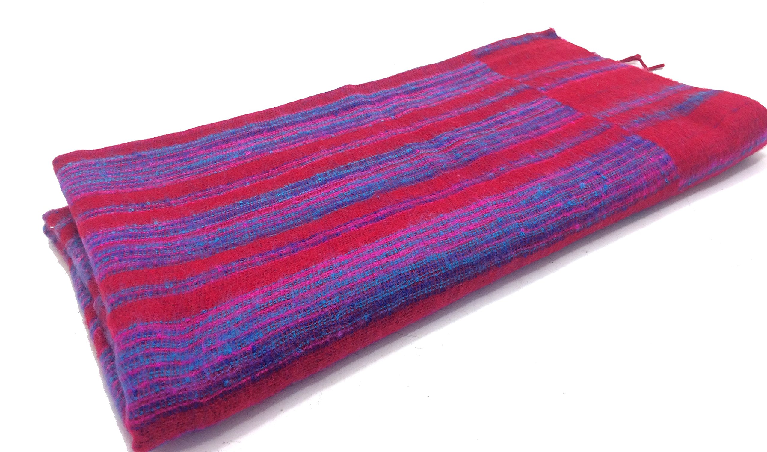 Terrapin Trading Red Ltd Tibetan Yak Wool Shawl Hippy Cosy Festival Travel Camping Blanket N383
