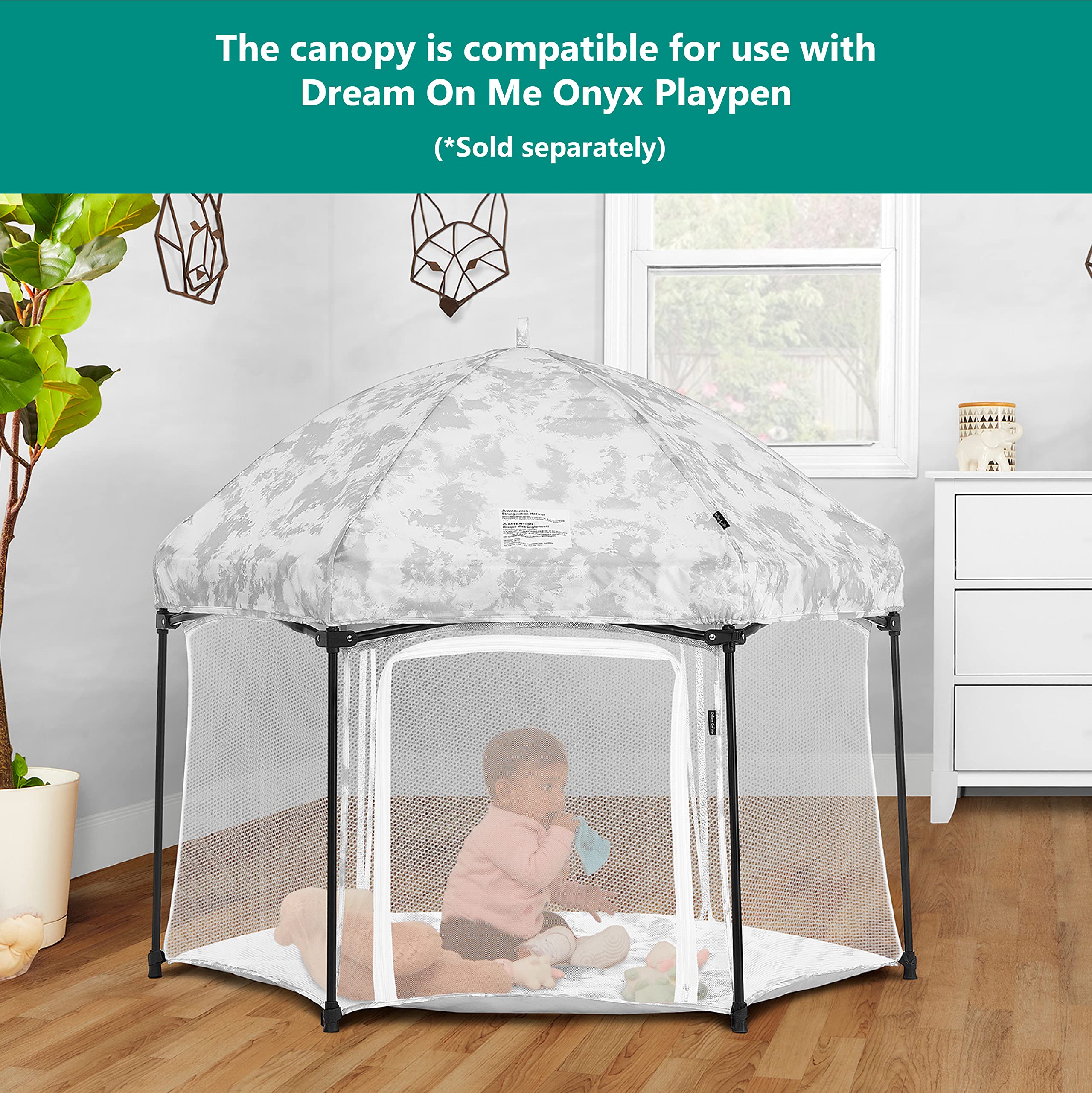 Dream On Me Onyx Playpen Canopy, Storm Grey