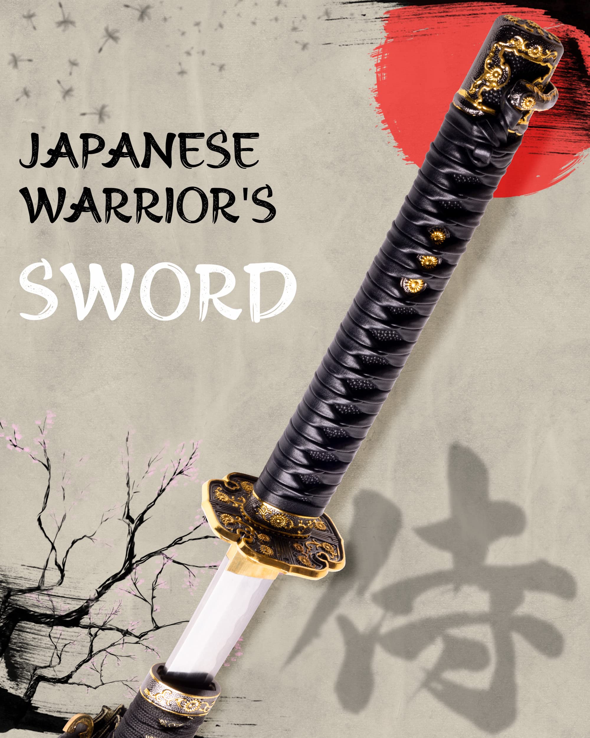 Katana Schwert Echt Scharf zum Training Samurai Schwert Stahl für Erwachsene - Ninja Katana Metall - 18 Jahre Erforderlich