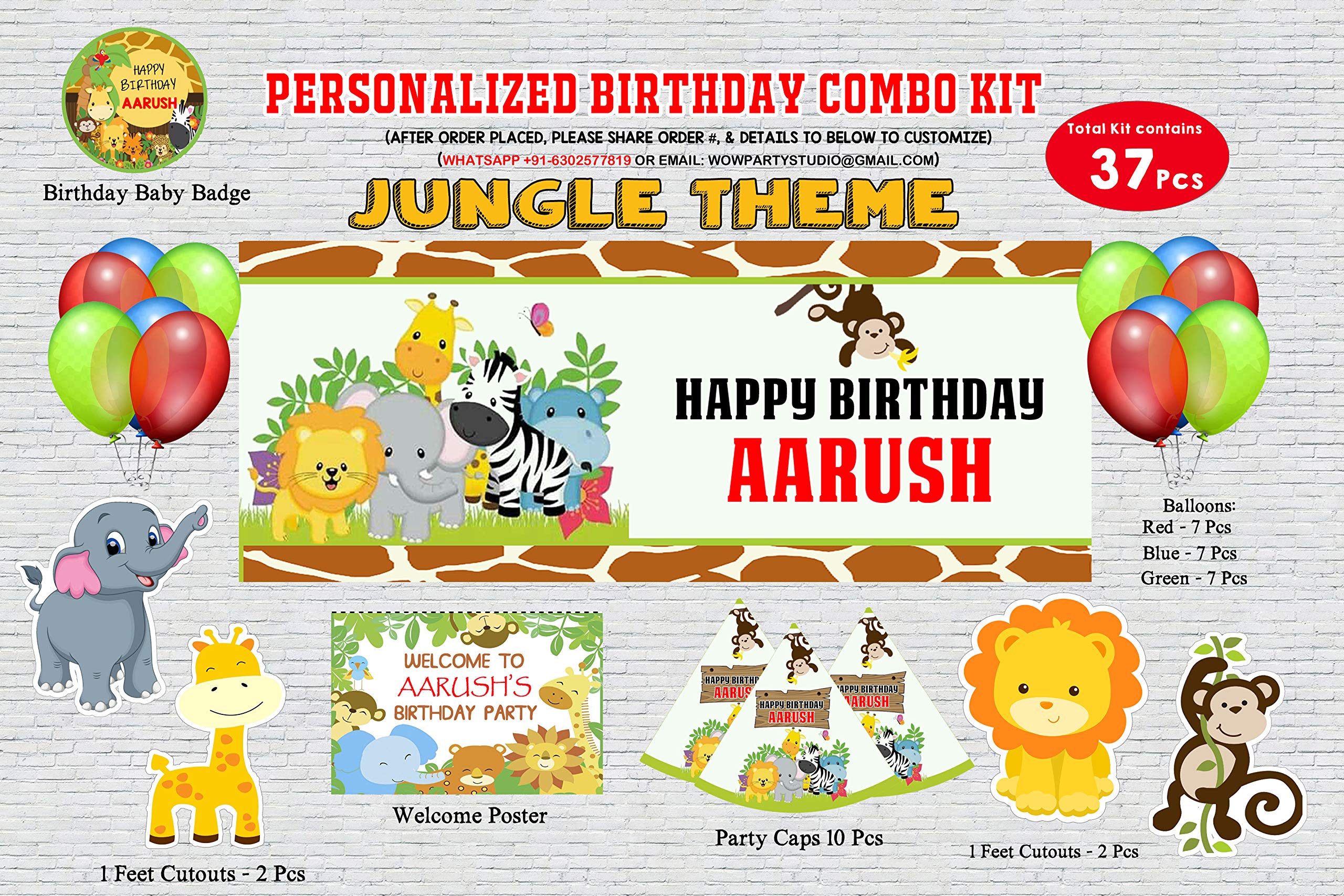 Buy WoW Party Studio Personalized Jungle Animals Theme Happy Birthday
