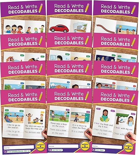 Junior Learning Leer y escribir Decodables Set B, La ciencia de la lectura de recursos complementarios, práctica de escritura a mano, aprender a